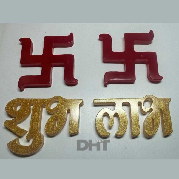 Resin made Two Red Swastik and shubh labh in hindi